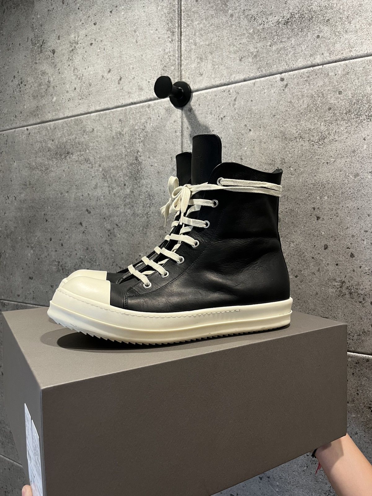 image of Rick Owens Mainline High Top Ramones Shoes in Black, Men's (Size 11)