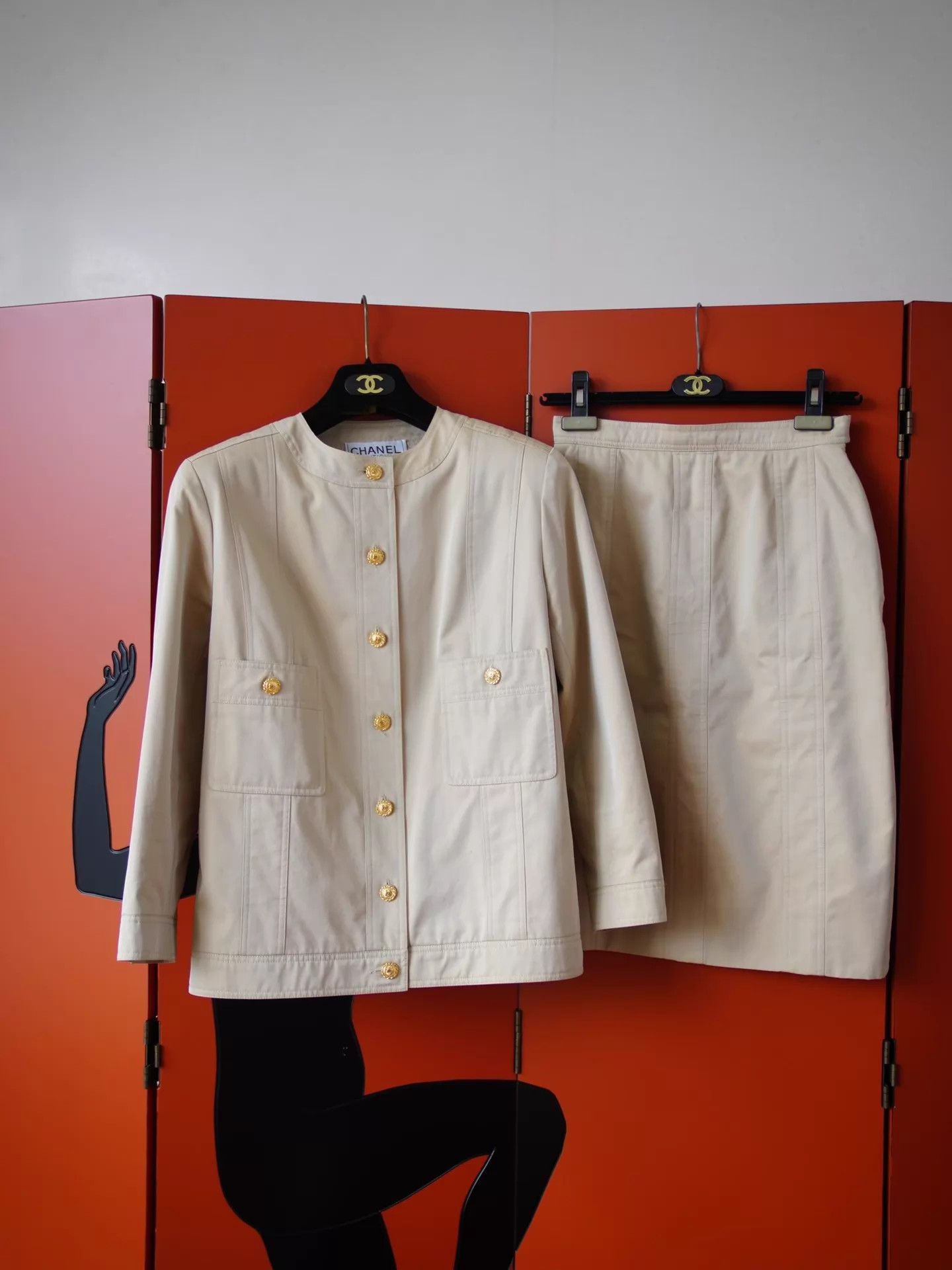 Chanel Chanel Vtg Khaki Utility Suit Skirt Set FR38 Size S / US 4 / IT 40 - 2 Thumbnail