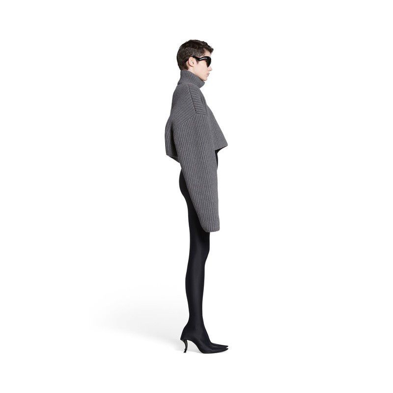 Balenciaga o1srvl11e1025 Cropped Sweater in Grey Size L / US 10 / IT 46 - 5 Thumbnail