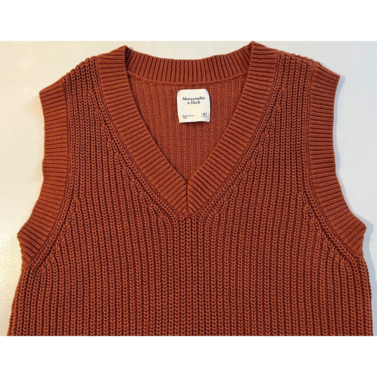 Abercrombie & Fitch VINTAGE Abercrombie & Fitch Knit Sweater Dress V-Neck Sleeveless Sz MT Women’s Dress Rust Cotton Blend Tall M Size M / US 6-8 / IT 42-44 - 6 Thumbnail