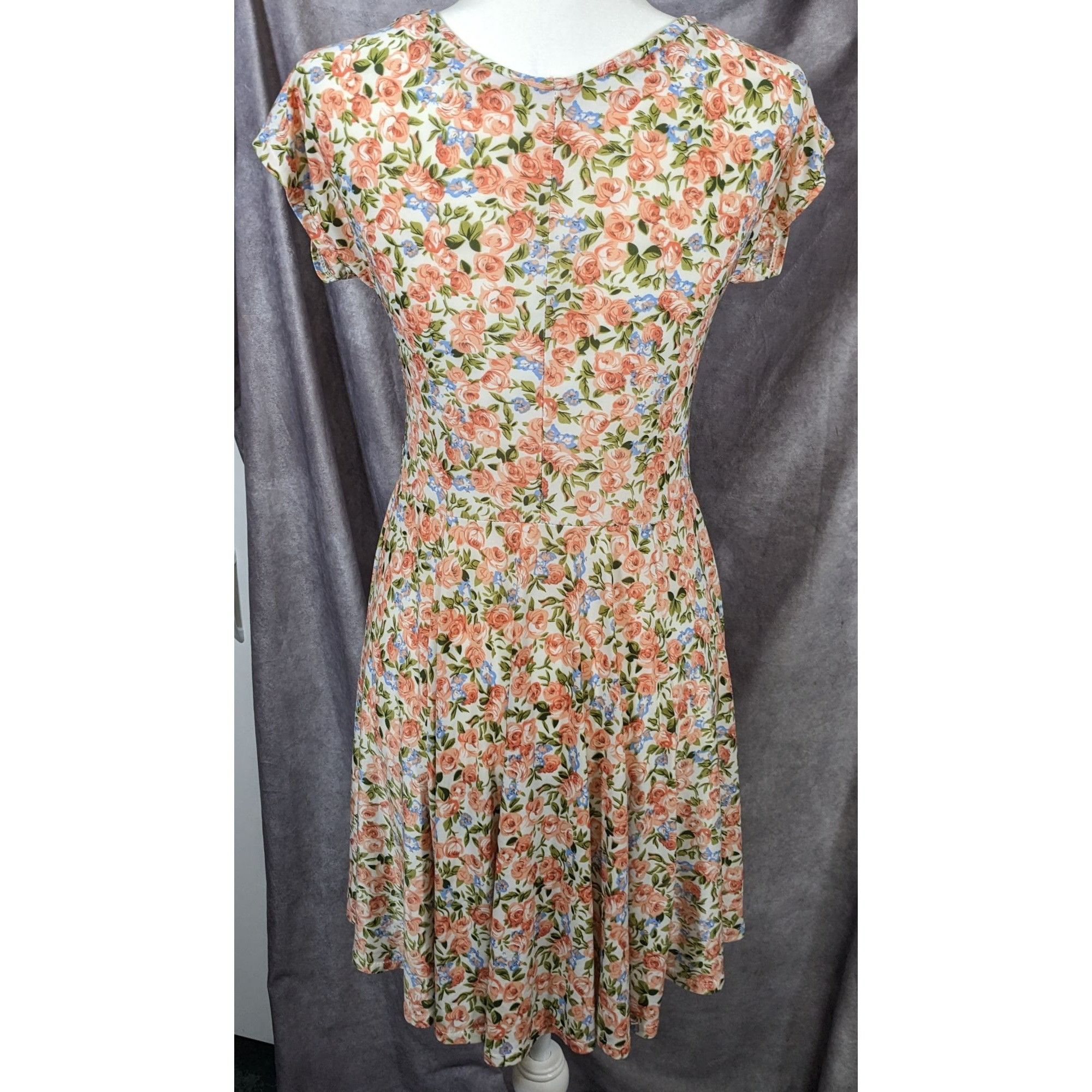 Other Retro Floral Coquette Faux Warp Casual Dress Size L / US 10 / IT 46 - 4 Thumbnail