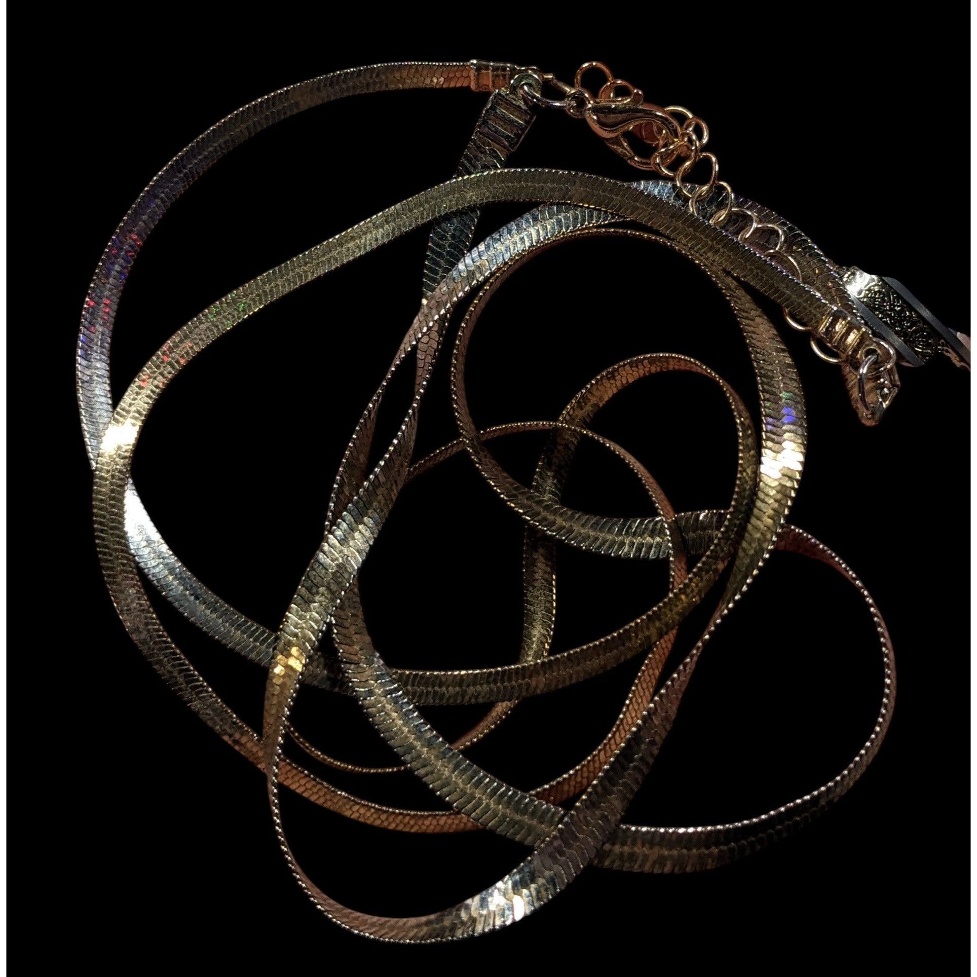Other Chic Double Layer Silver/Gold Tone Flat Snake Chain Necklace Size ONE SIZE - 4 Thumbnail