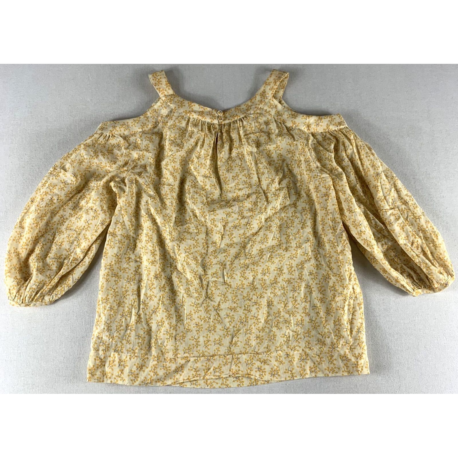 Vintage VINTAGE Meadow Rue BLOUSE Womens Size 2 YELLOW FLORAL BALLOON SLEEVE COLD SHOULDER Size XS / US 0-2 / IT 36-38 - 2 Thumbnail