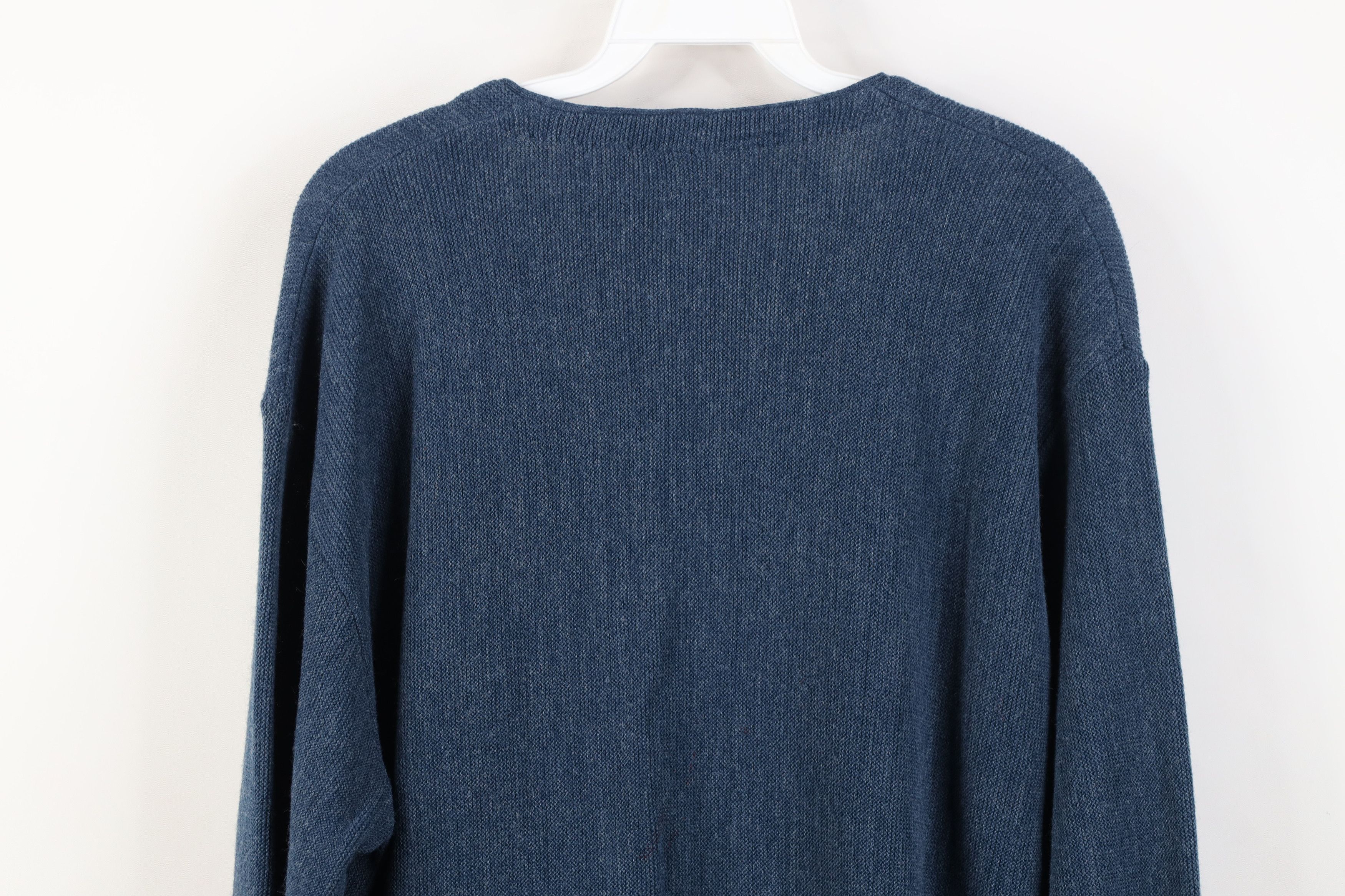 Vintage Vintage 70s Streetwear Blank Knit Cardigan Sweater Blue Size US L / EU 52-54 / 3 - 15 Thumbnail