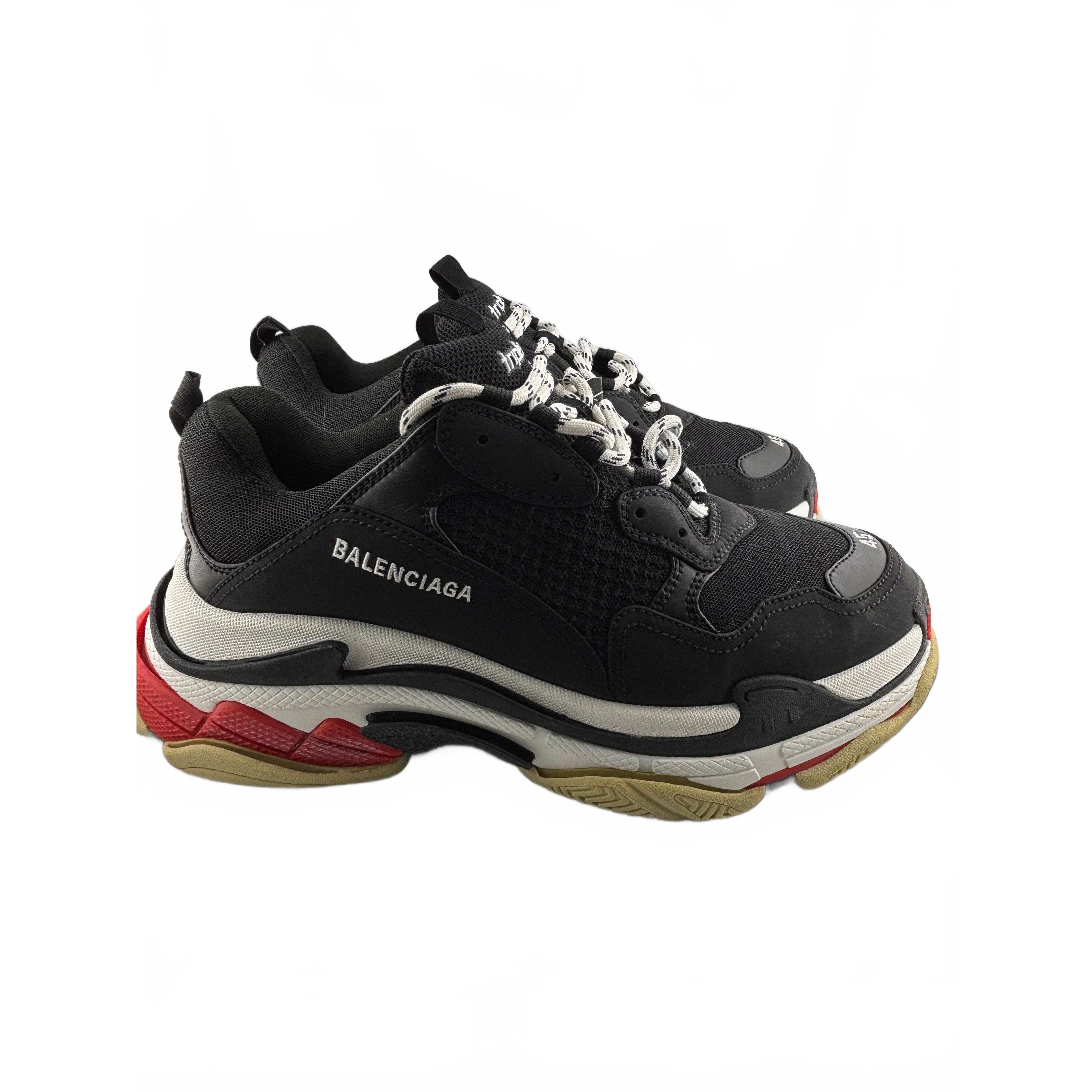 Balenciaga Balenciaga Triple S Black White Red (2018 Reissue) Size US 12 / EU 45 - 1 Thumbnail