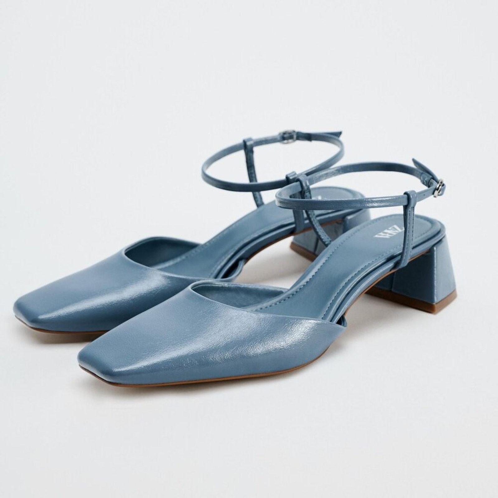 Zara Zara Blue Square Toe Slingback Block Heels NWT Size US 7.5 / IT 37.5 - 14 Thumbnail