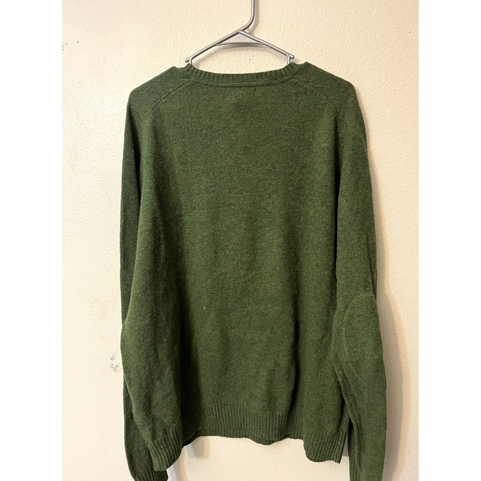 Lands' End Lands End Mens Sweater XL Green Merino Wool Blend V Neck Elbow Patches Office Size US XL / EU 56 / 4 - 3 Thumbnail