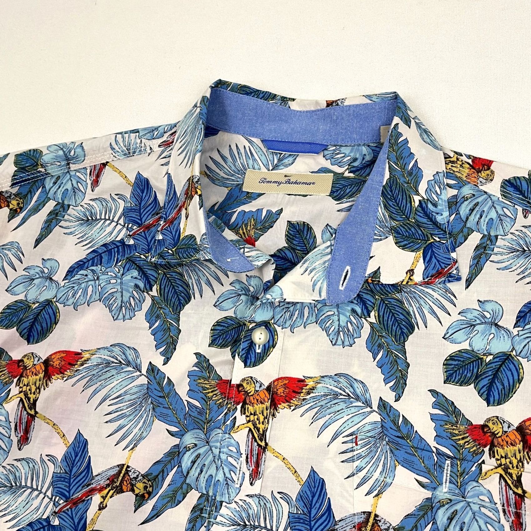 Tommy Bahama Tommy Bahama Shirt Mens XL Blue Floral 24 Parrot Fronds Hawaiian Tropic Vacation Shirt Size US XL / EU 56 / 4 - 2 Thumbnail