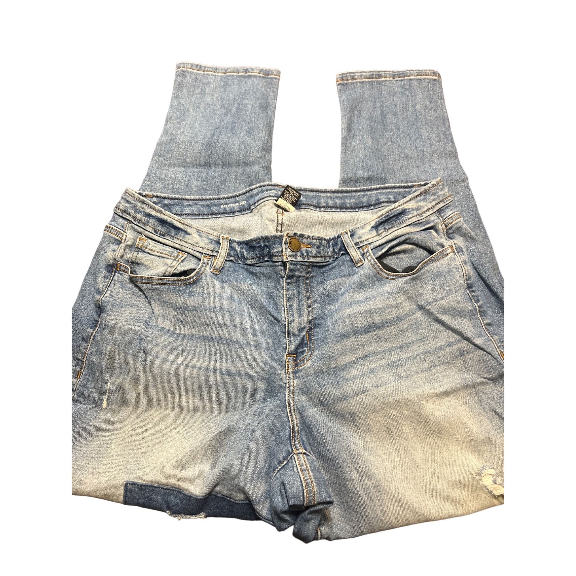 Other Lane Bryant Boyfriend Distressed Patchwork Jeans Light Wash Size 42" / US 20 - 2 Thumbnail