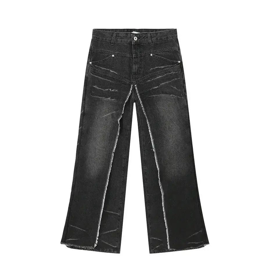 Japanese Brand Retro loose patchwork fringed jeans Size US 32 / EU 48 - 6 Thumbnail