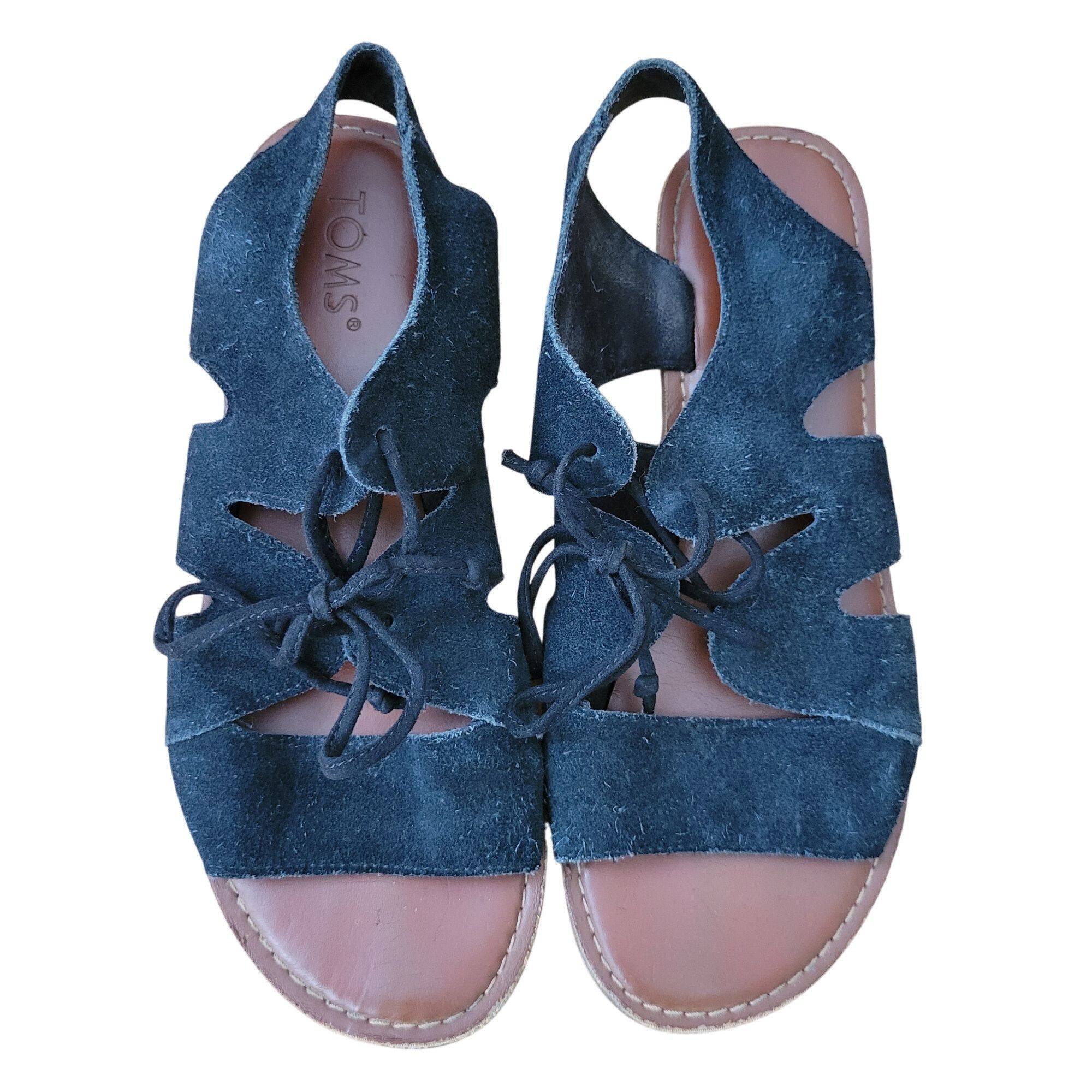 Toms Toms Black Suede Leather Lace Up Gladiator Sandals 7.5 CALIP Size US 7.5 / IT 37.5 - 1 Thumbnail