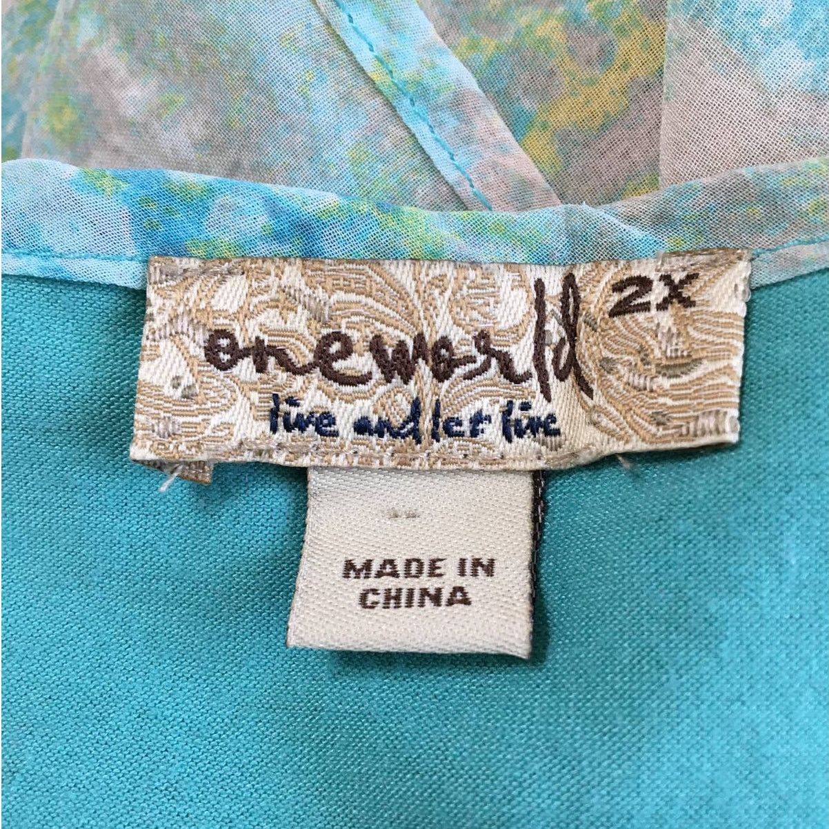 Other One World 2X Turquoise Blue W Flowing Chiffon Asymmetrical Size XXL / US 16-18 / IT 52-54 - 4 Thumbnail