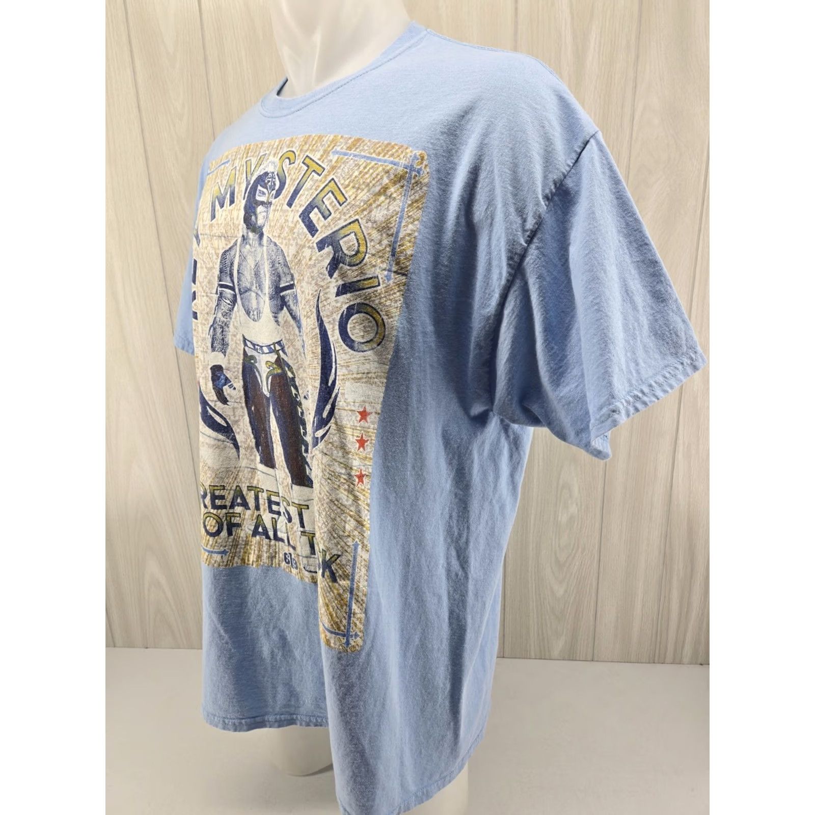 Vintage WWE Mens T-Shirt 2XL REY MYSTERIO 619 Greatest Mask Of All Time Blue Short Sleeve Crew Neck Regular Fit Size US XXL / EU 58 / 5 - 4 Thumbnail