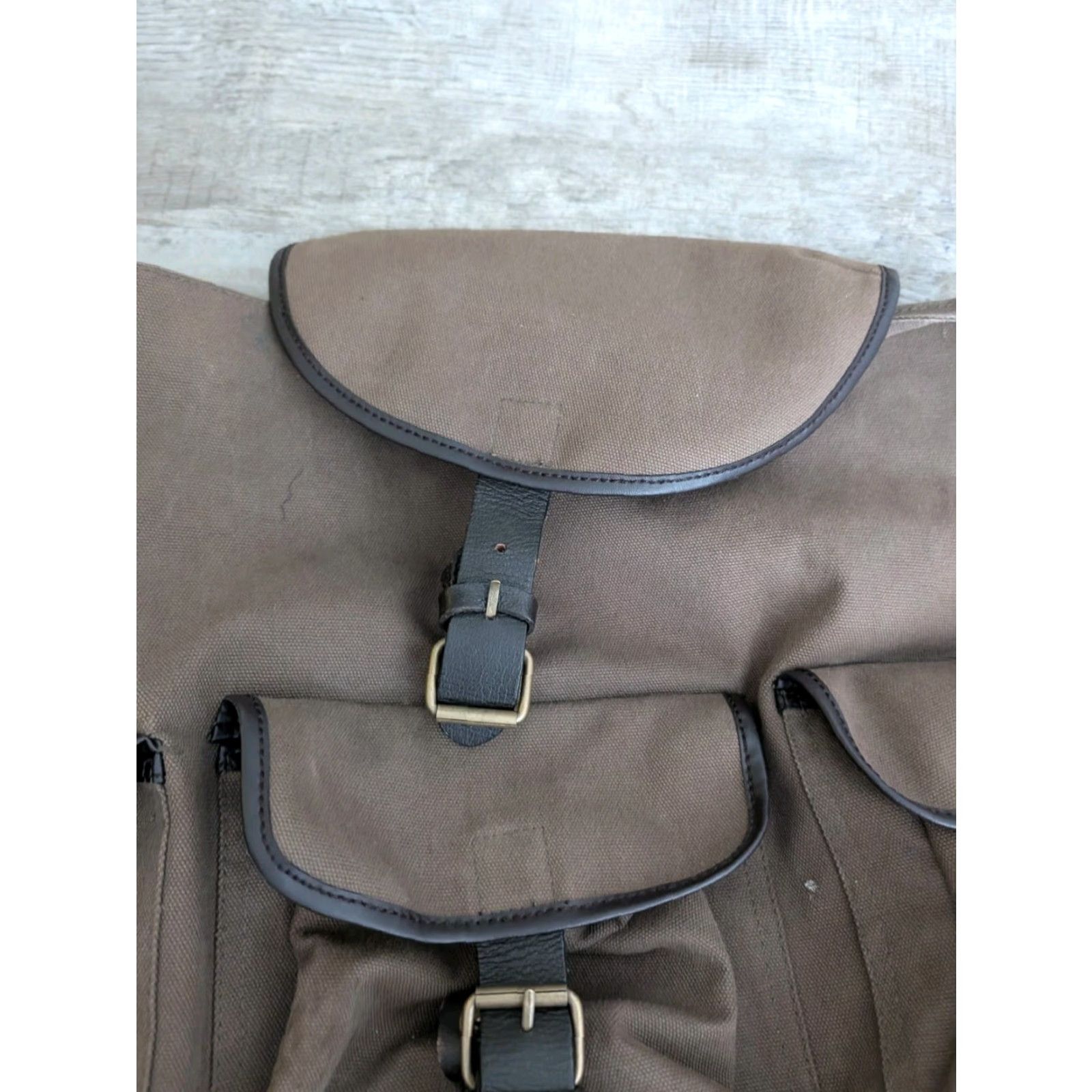 Gap VINTAGE Gap Backpack Canvas Military Multi Pocket Leather Trim Bag Size ONE SIZE - 3 Thumbnail
