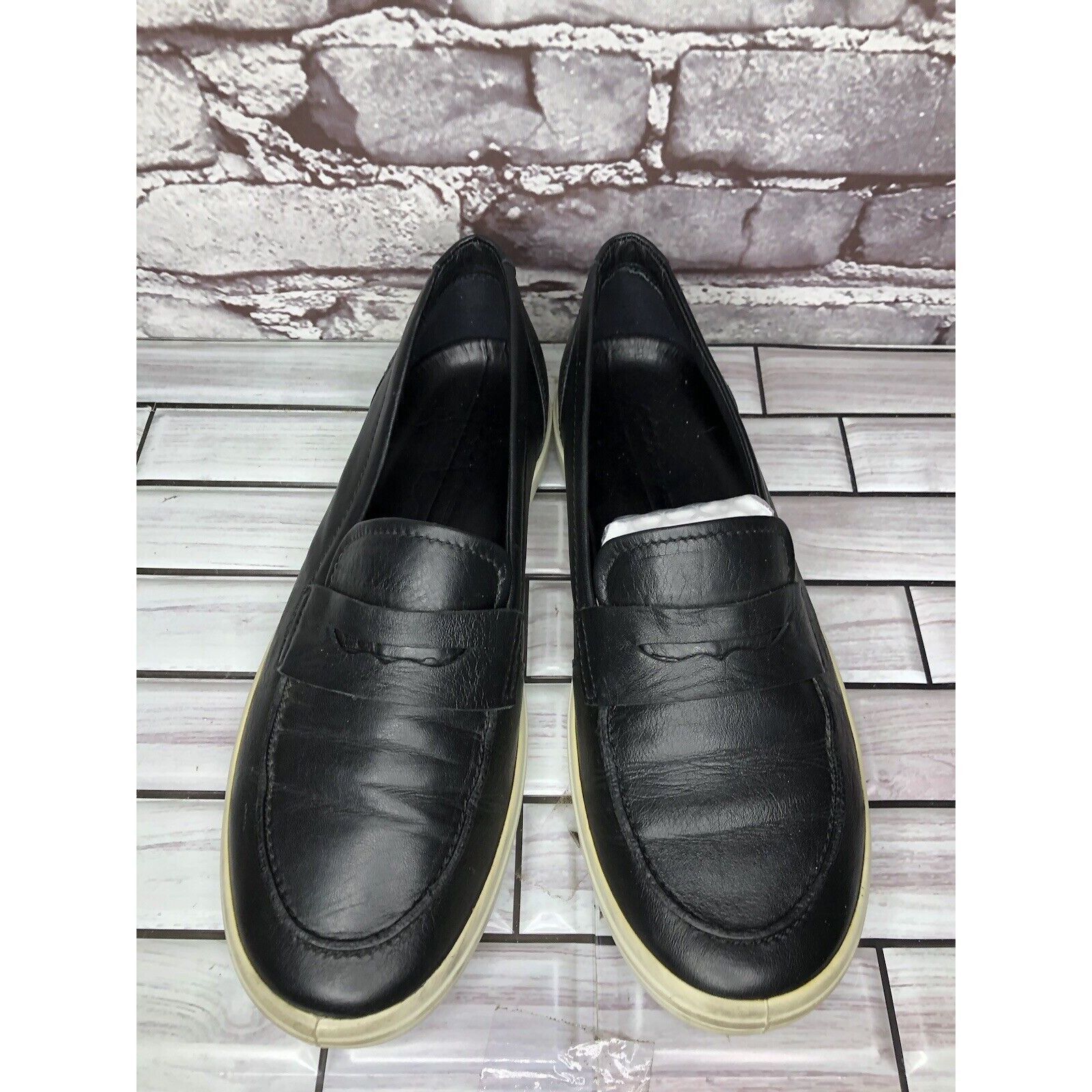 Ecco Ecco Black Leather Penny Loafers Casual Slip On Shoes Women’ Size US 7.5 / IT 37.5 - 2 Thumbnail