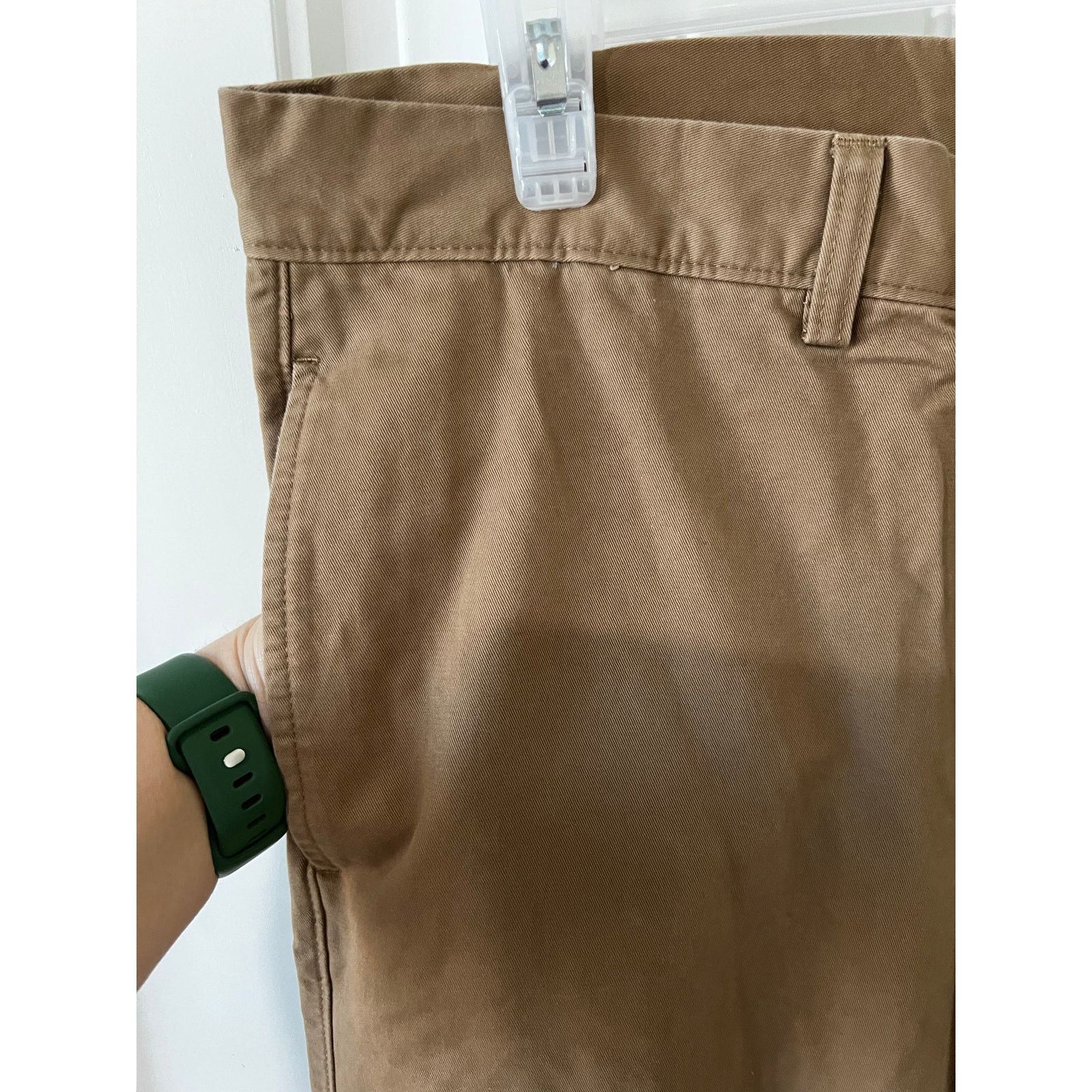 Haggar H26 Chino Pants Slacks Men's 32x34 Tan Flat Front Pockets Size US 32 / EU 48 - 6 Thumbnail