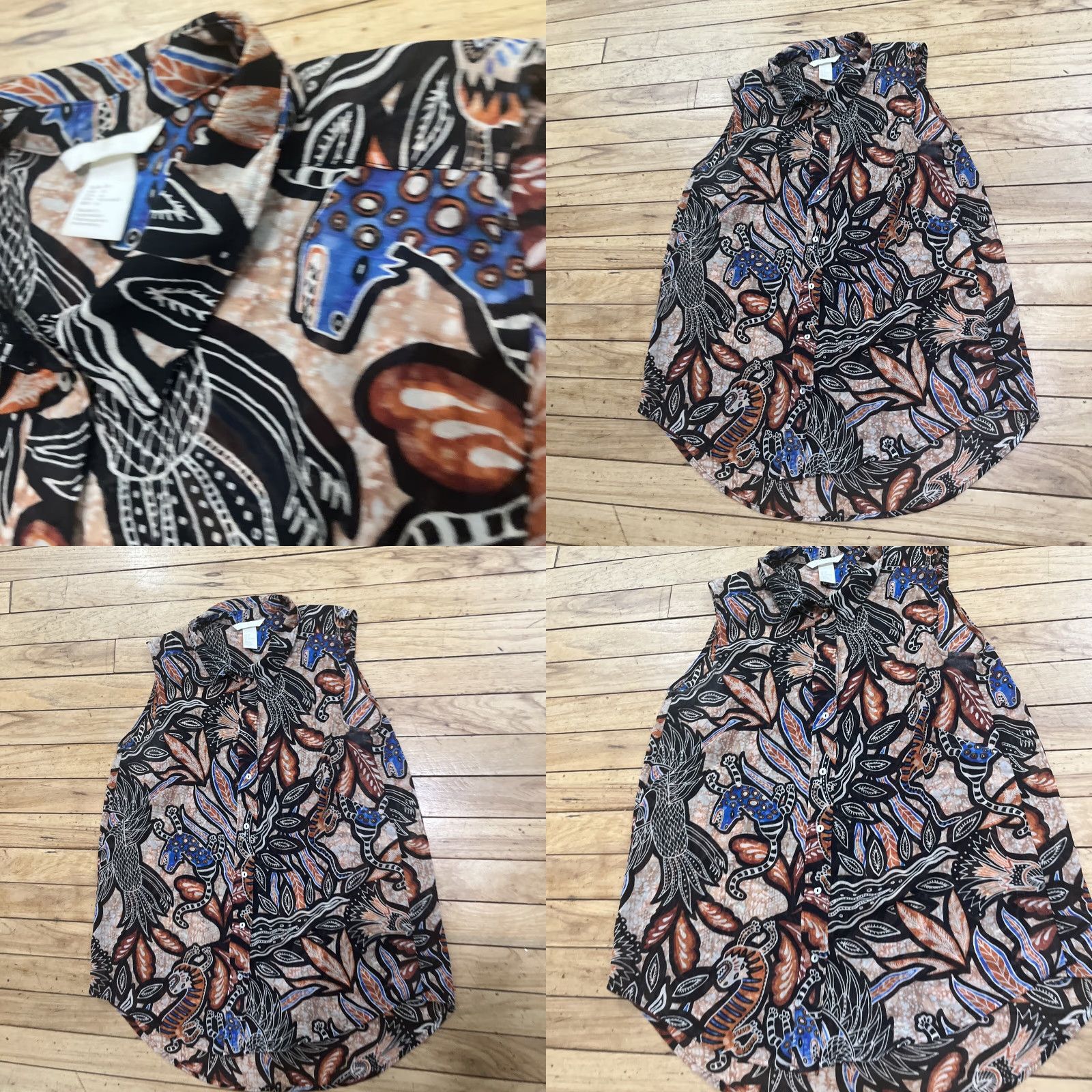 H&M H&M Tank Top Button Shirt Women M Lizard Print Southwestern Aztec Boho Sheer M Size M / US 6-8 / IT 42-44 - 10 Thumbnail