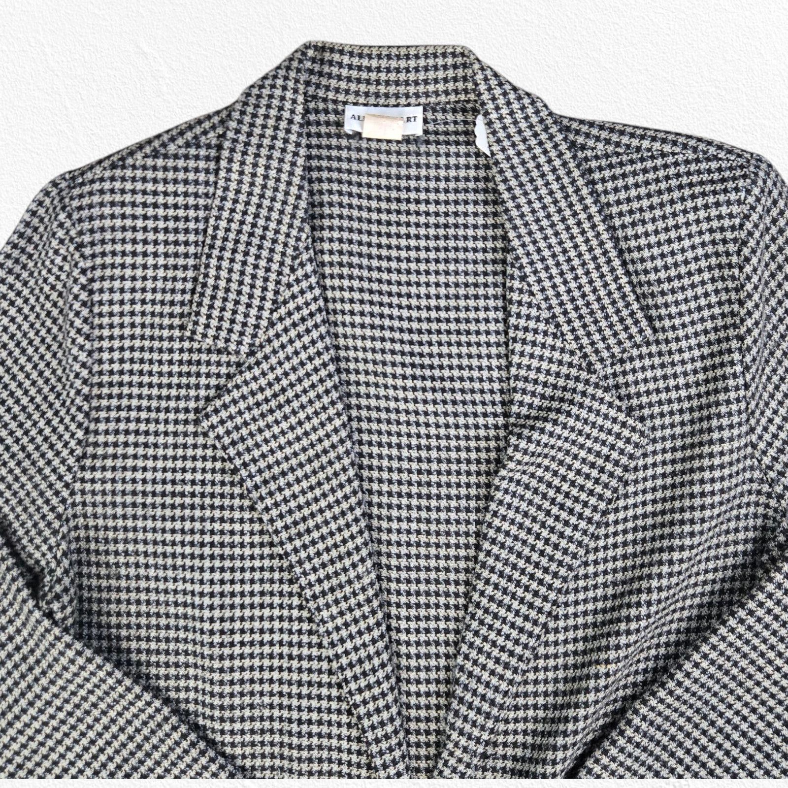 Vintage 1980s Black Houndstooth Blazer Size Large Size L / US 10 / IT 46 - 4 Thumbnail