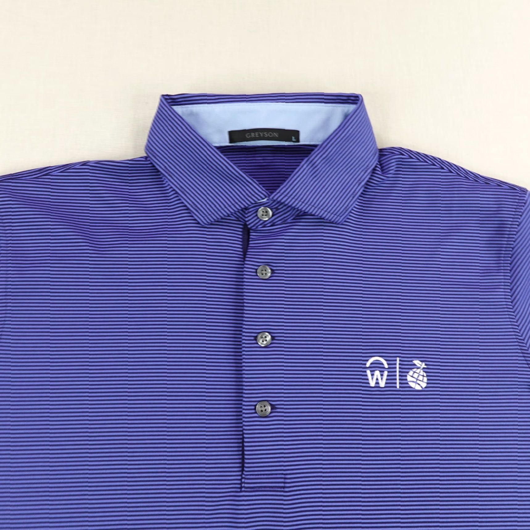 Vintage Greyson Polo Shirt Mens Large Blue Stripes Golf Performance Flex Short Sleeve Size US L / EU 52-54 / 3 - 2 Thumbnail