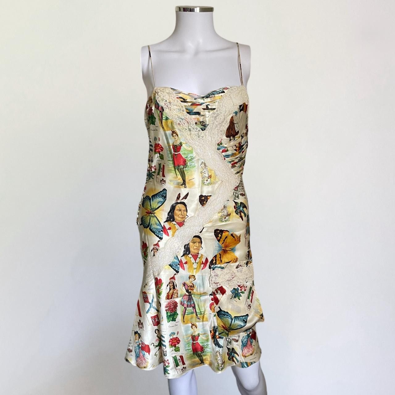 image of Christian Dior By John Galliano Stamp Slip Dress, Ss 2002, Women's (Size Small)