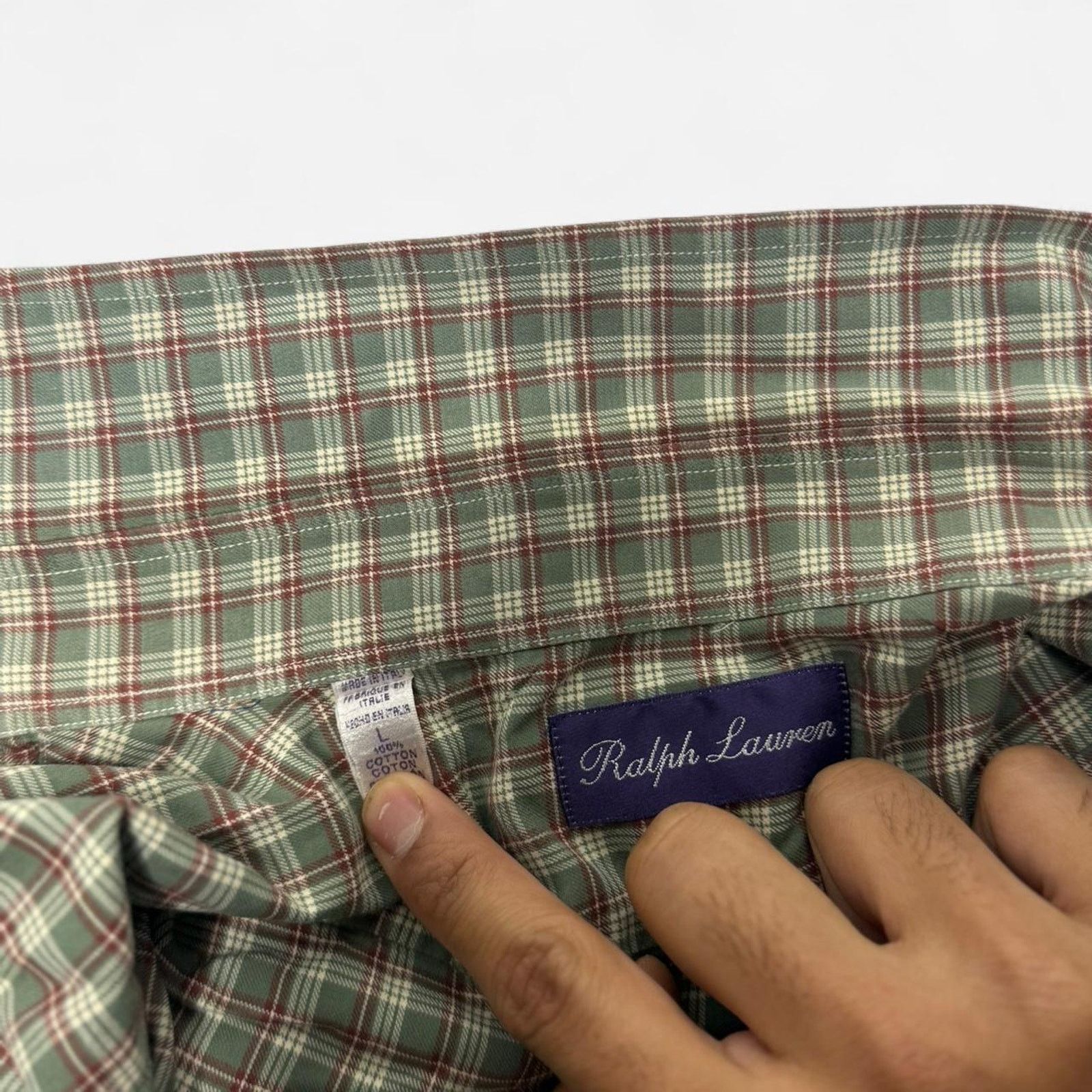 Ralph Lauren Ralph Lauren Green Plaid Long Sleeve Button Down Shirt Men L Size US L / EU 52-54 / 3 - 3 Thumbnail