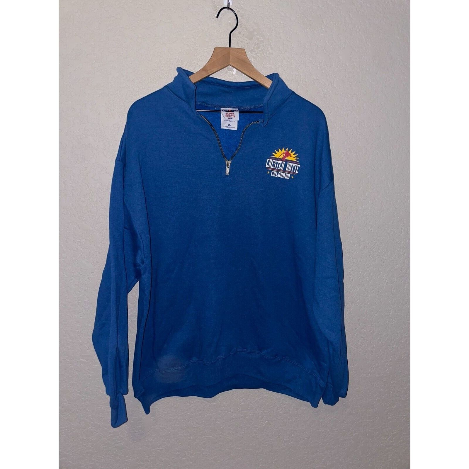 Jerzees Vintage Crested Butte Sweatshirt Ski 1/4 Zip Crewneck 90s L Size US L / EU 52-54 / 3 - 1 Thumbnail