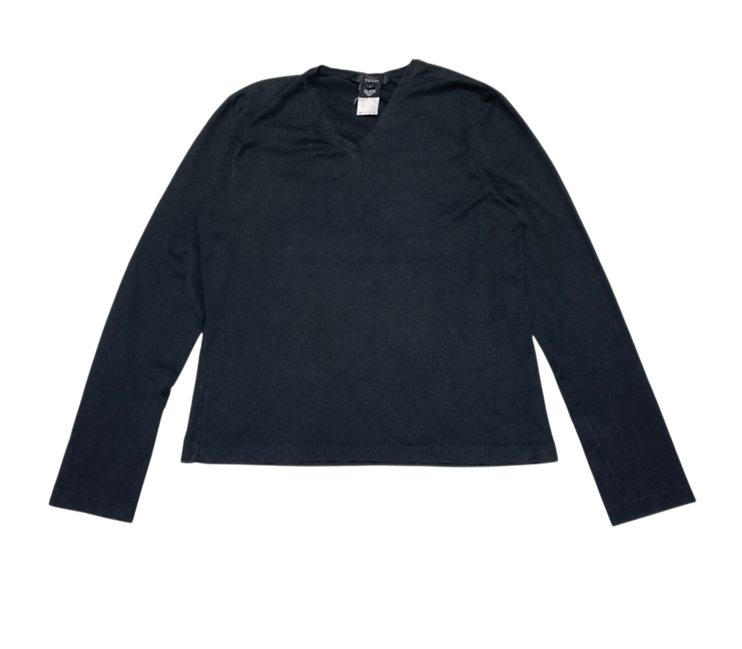 Gucci Gucci Plain Long Sleeves V Neck T-shirt Size L / US 10 / IT 46 - 1 Thumbnail