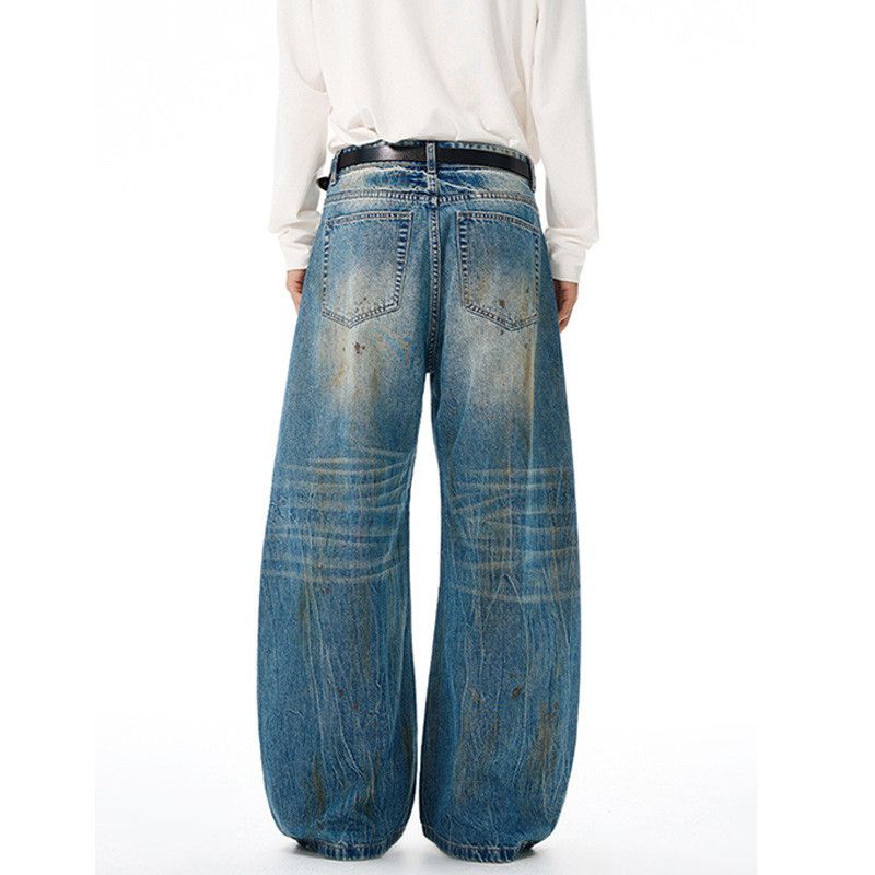 Vintage Men's loose washed ink-splashed distressed scimitar jeans Size US 32 / EU 48 - 5 Thumbnail