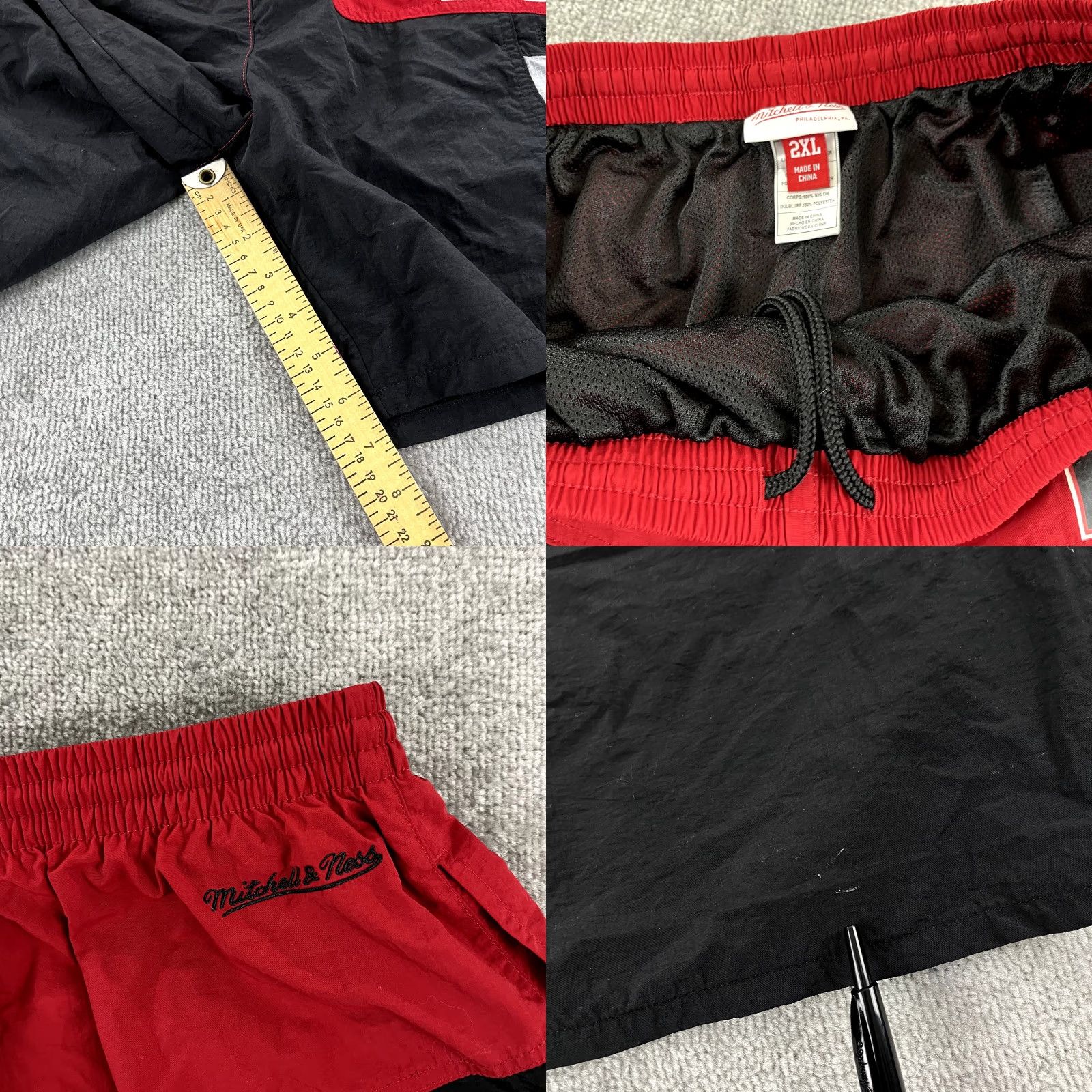 Mitchell & Ness VINTAGE MITCHELL & NESS Shorts Mens 2XL-XXL 7" Red Black Chicago Bulls NBA Basketball Shorts Mens Regular 2XL Black Red Bulls Size US 39 - 8 Thumbnail