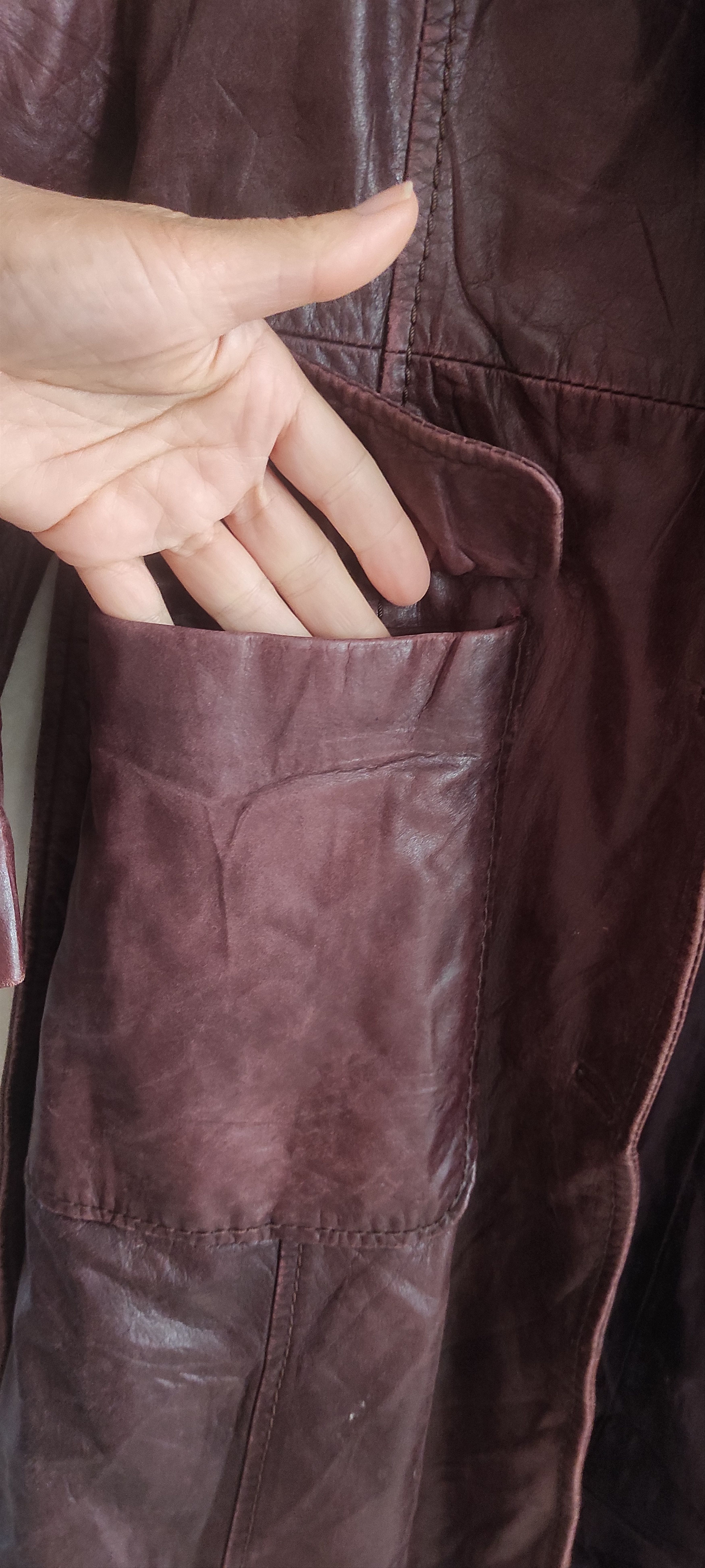 Leather × Zara ZARA Women's Real Leather Belted Trench Coat Size M Size M / US 6-8 / IT 42-44 - 9 Thumbnail