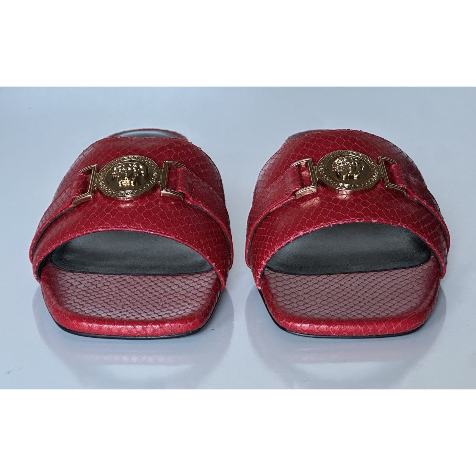 Versace VERSACE Gold Medusa Women's Dark Red Sandals 9 US 1014748 Size US 9 / IT 39 - 10 Thumbnail