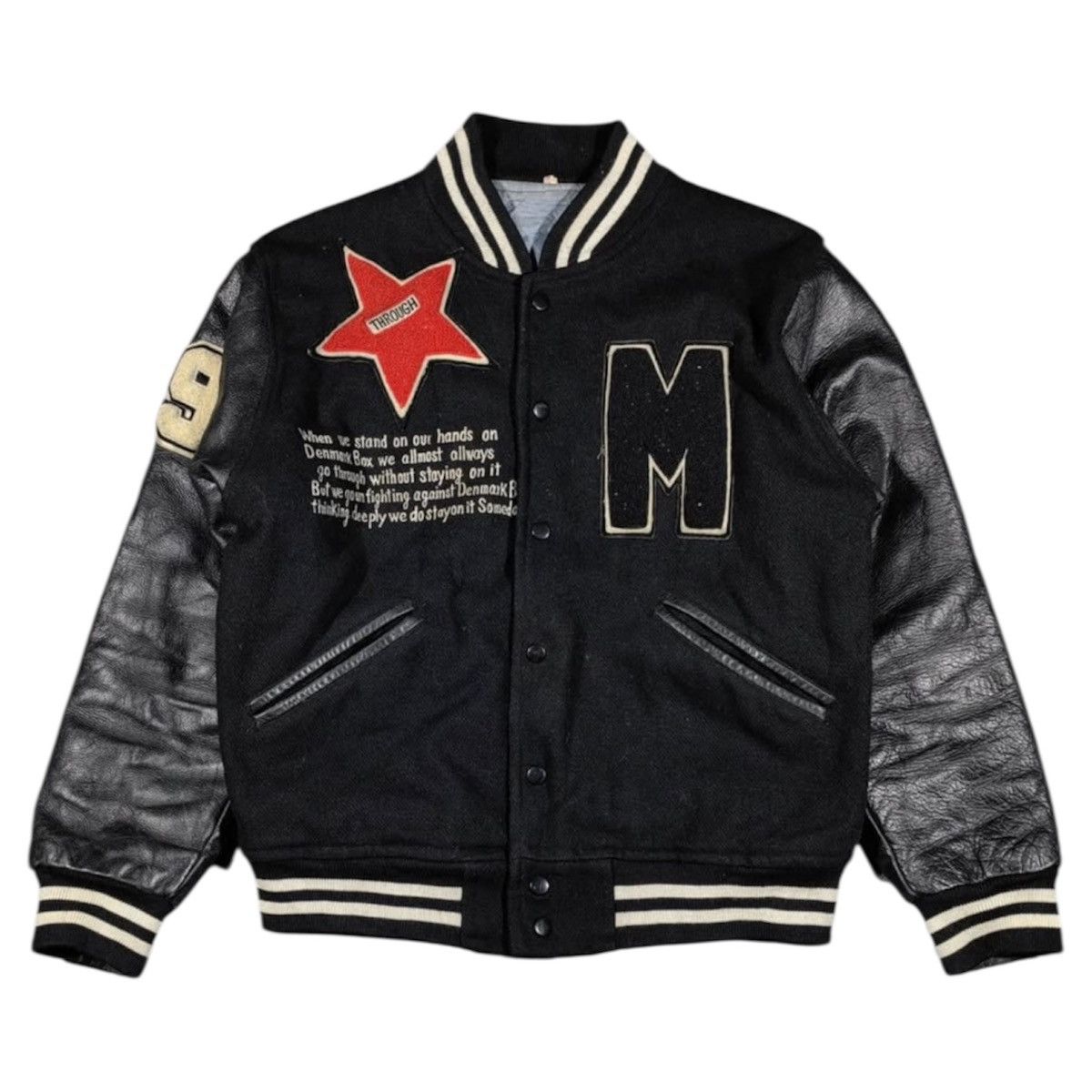 Japanese Brand 2000s Archival Letterman Leather Wool Varsity Jacket y2k Lgb Size US L / EU 52-54 / 3 - 1 Thumbnail