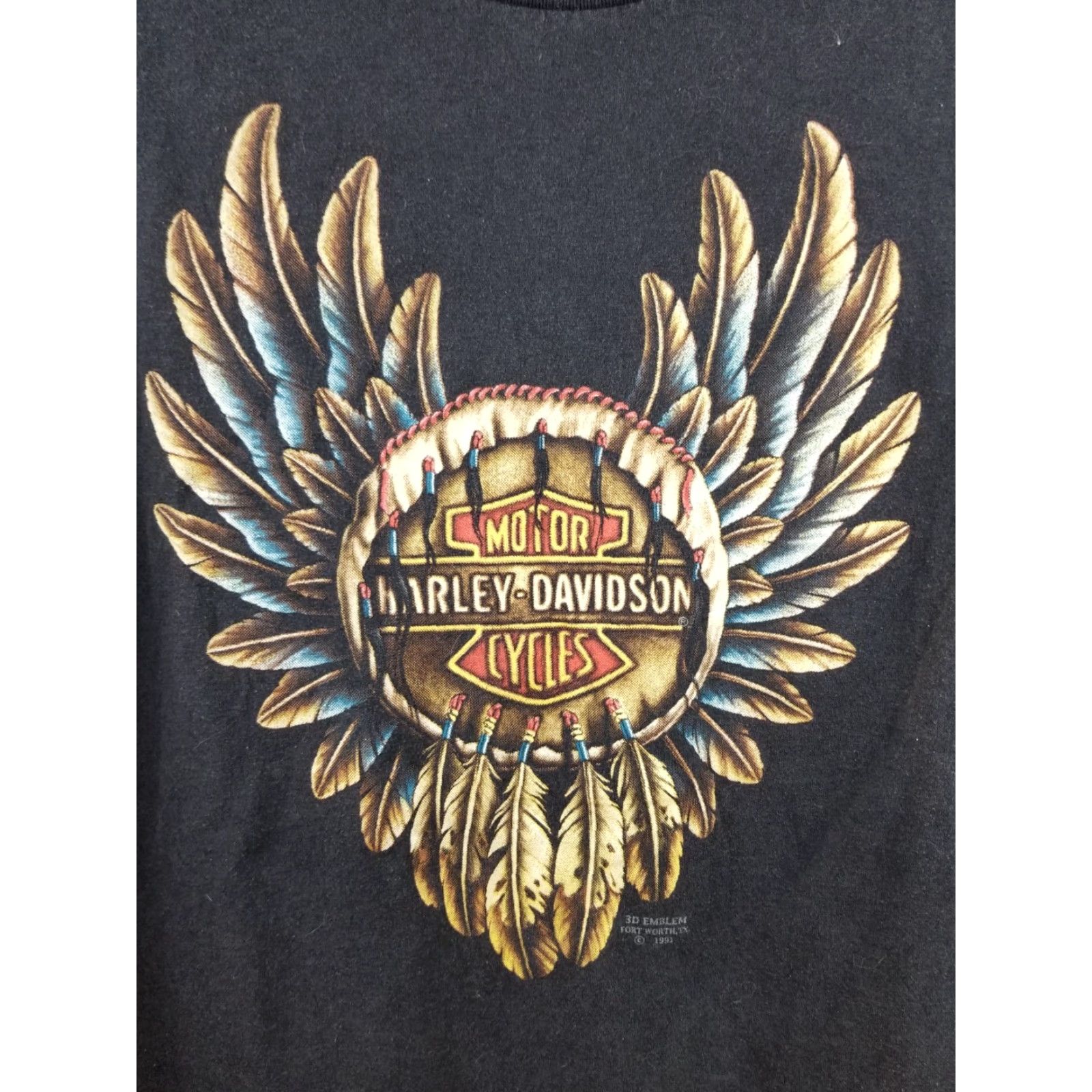 Harley Davidson VINTAGE Harley-Davidson MOTORCYCLE WINGS 3D EMBLEM BLACK T-SHIRT XLARGE SZ XL BLACK Mens T-Shirt Harley-Davidson Vintage 91' Size US XL / EU 56 / 4 - 2 Thumbnail