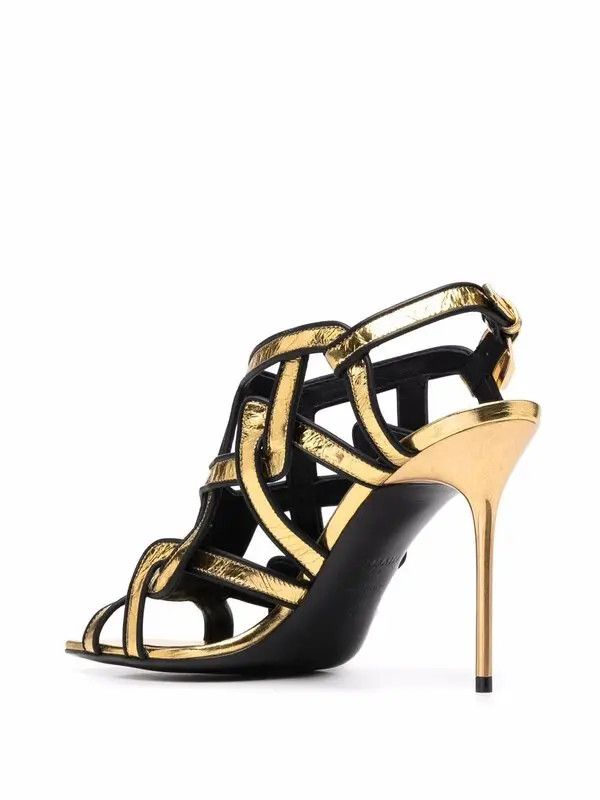 Balmain o1y0625 Spike Heel Sandals in Gold/Black Size US 6 / IT 36 - 3 Thumbnail