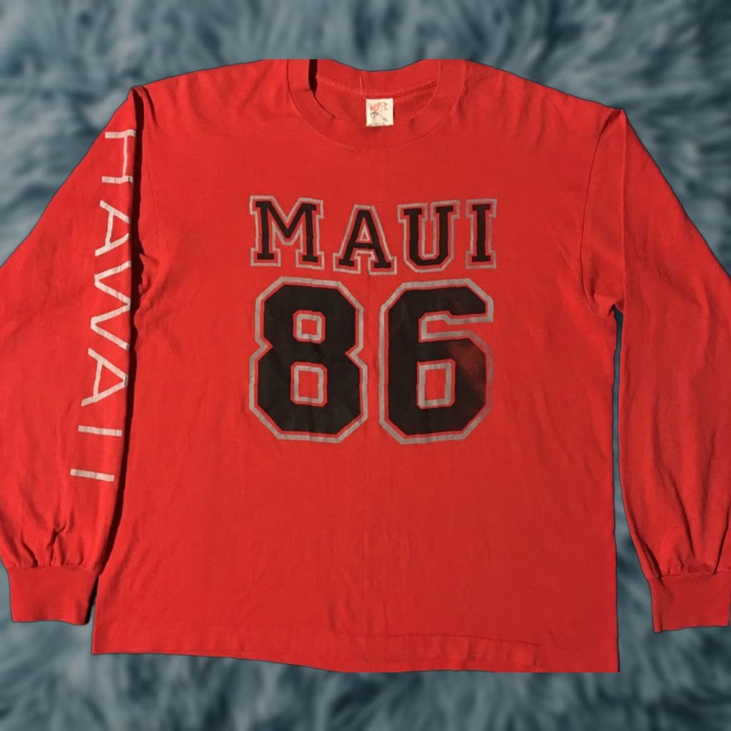 TEE JAYS VINTAGE Maui Hawaii Spellout Shirt L Red Tee Jays 80s 90s Surf Ocean Aloha Banter? Size US L / EU 52-54 / 3 - 1 Thumbnail