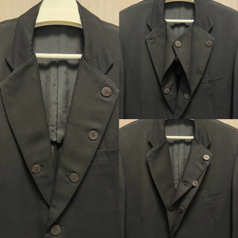 Yohji Yamamoto Yohji Yamamoto size 2 07 SS double collar suit with leathe Size 36S - 6 Thumbnail