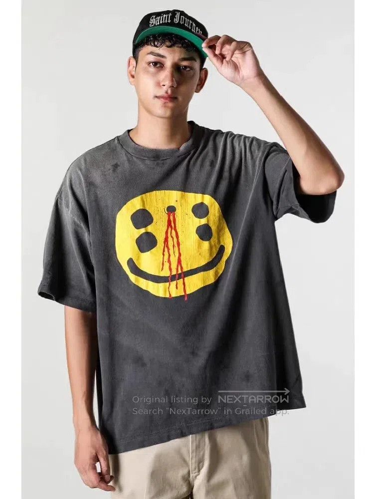 Saint Michael Saint Michael Smiley Wash Destroyed Short Sleeve Size US XL / EU 56 / 4 - 9 Thumbnail