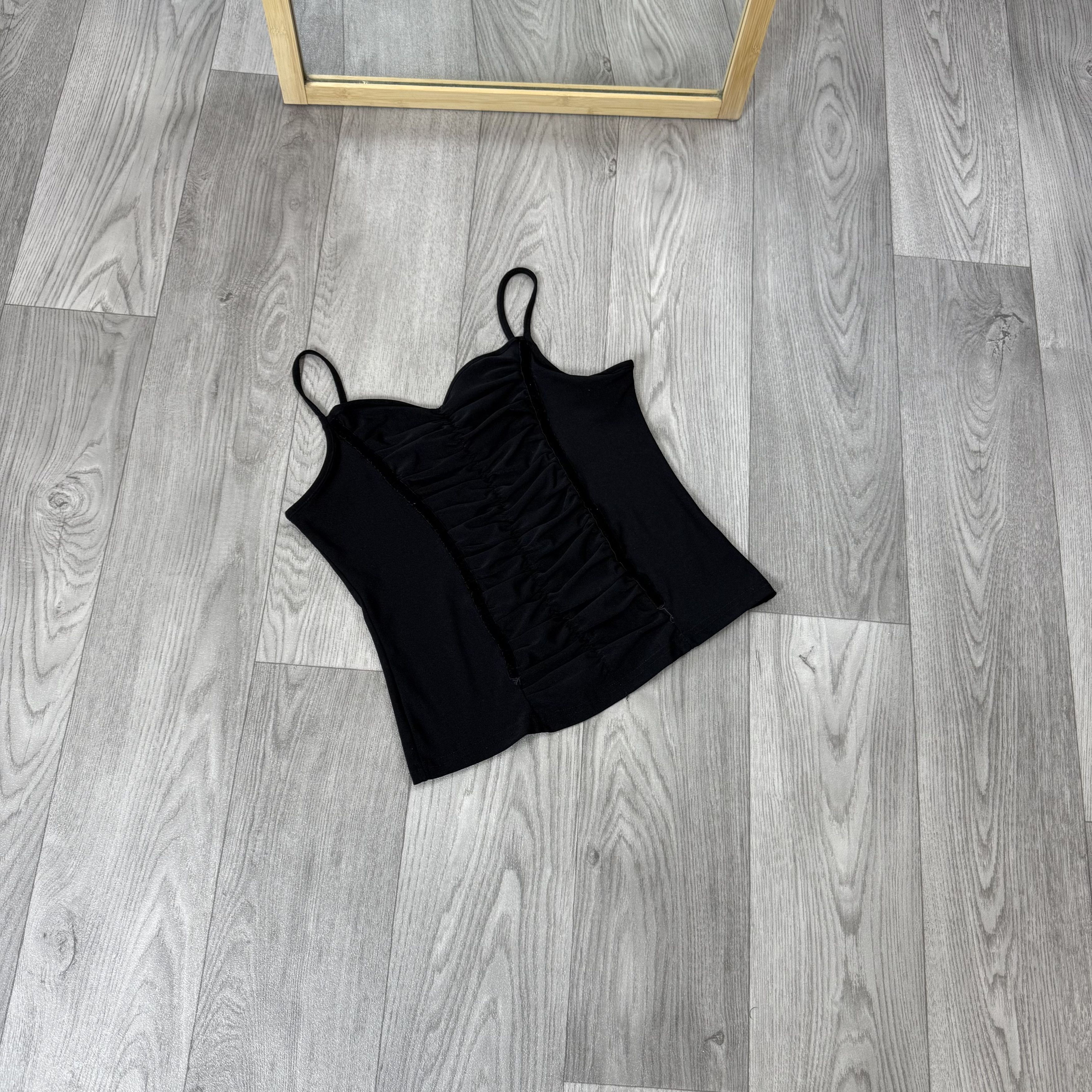 Vintage Vintage Y2K Shine Drapery Black Tank Crop Top S Size S / US 4 / IT 40 - 2 Thumbnail