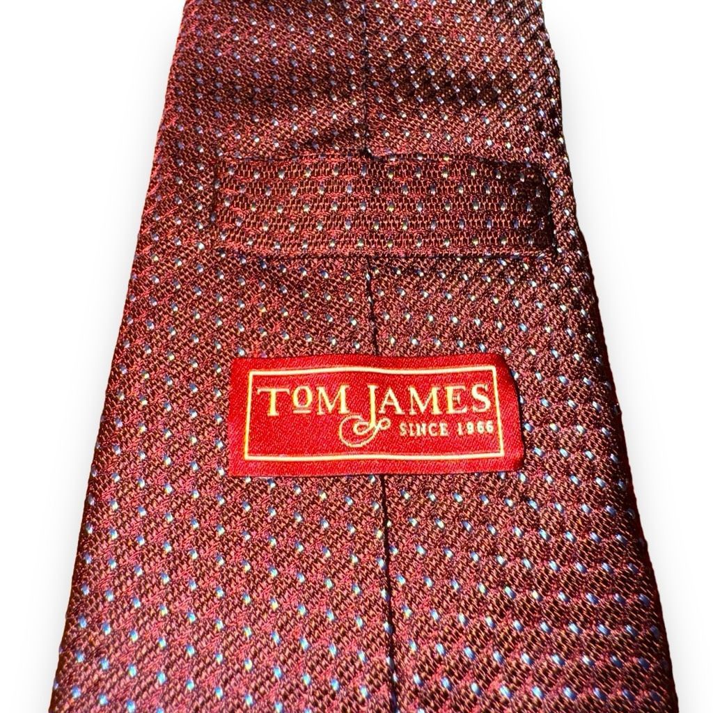 Tom James Tom James Mainline Red Micro Polkadot Made in USA Silk Tie Size ONE SIZE - 3 Thumbnail