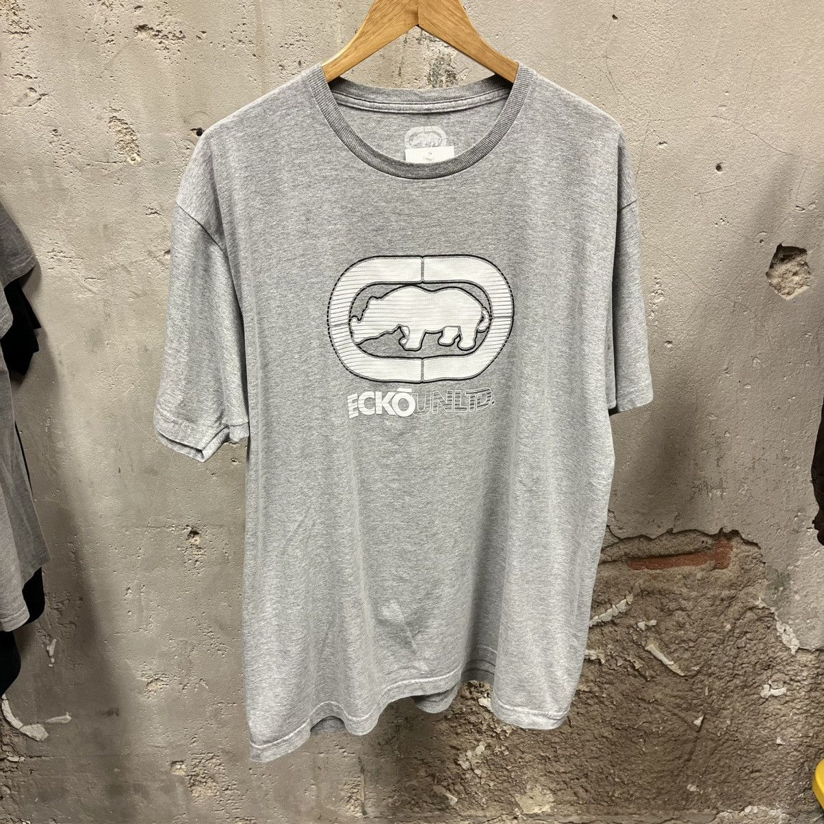 Ecko Unltd. Vintage Y2K Ecko Unlimited Gray White Logo T-Shirt XL Baggy Size US XL / EU 56 / 4 - 1 Thumbnail