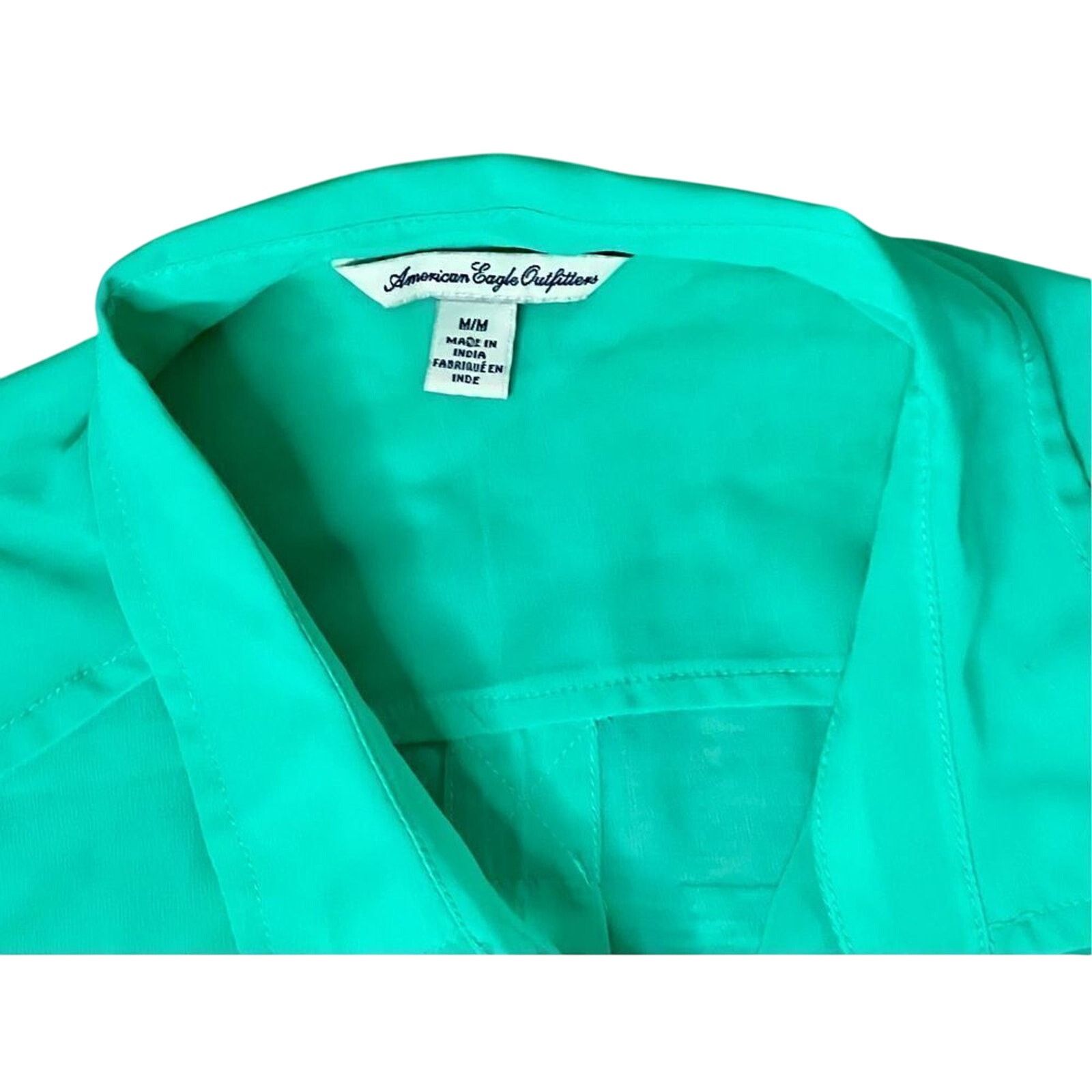 American Eagle Outfitters American Eagle Mint Green Chiffon Button Up Blouse MEDIUM Size M / US 6-8 / IT 42-44 - 4 Thumbnail