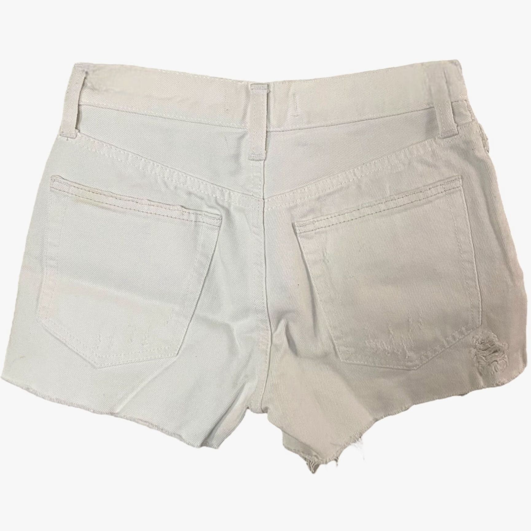 Free People Free People We The Free Jean Shorts Womens 24 White Distressed Raw Hem Cut-Off Button Closure 5-Pocket Denim 100% Cotton Womens Size 42" / US 20 - 3 Thumbnail