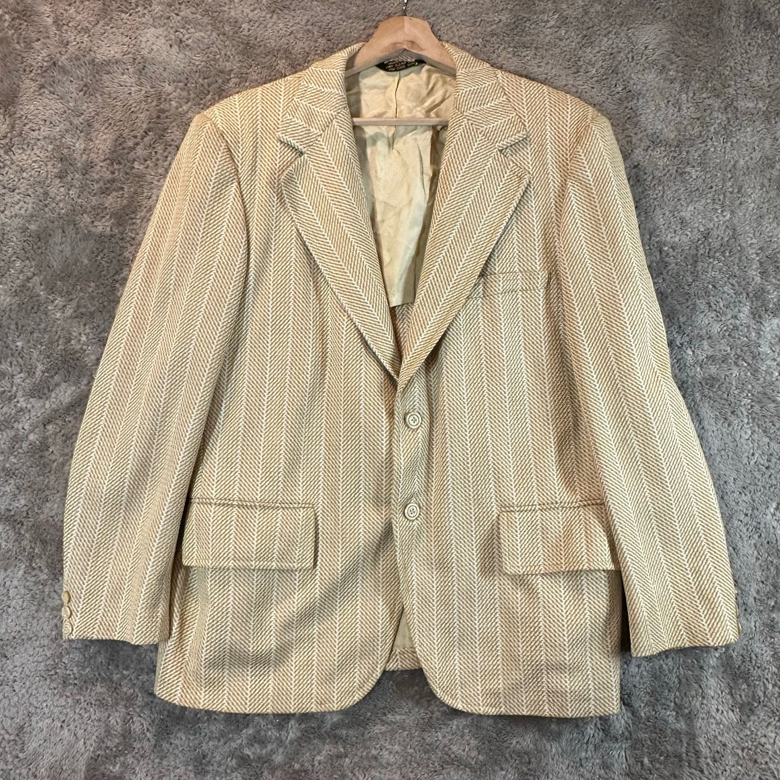 Other VTZ 70s Blazer Sport Coat Jacket Yellow Herringbone Size 42R - 1 Thumbnail