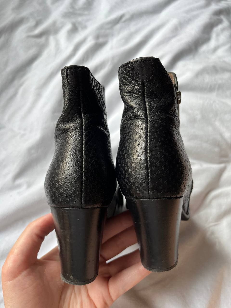 Other Wonders Spain black snake-embosed leather booties on heels Size US 6 / IT 36 - 8 Thumbnail
