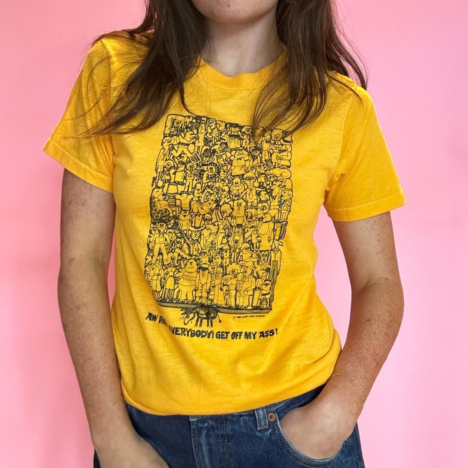 Vintage 1980 SCREEN STARS GET OFF MY A$$ T-SHIRT Size US M / EU 48-50 / 2 - 1 Thumbnail