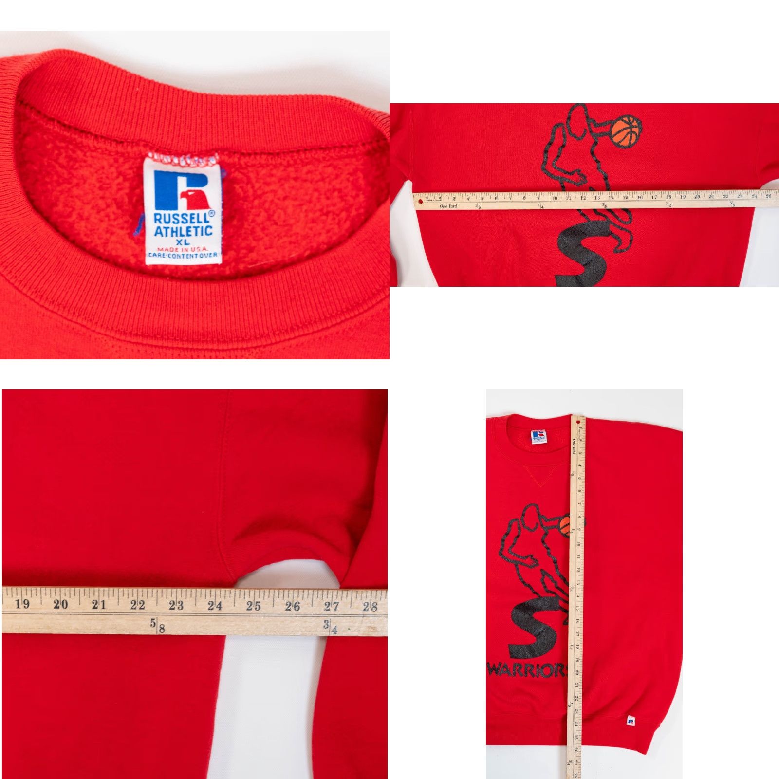 Russell Athletic VINTAGE Russell Athletic Sweatshirt Basketball Men XL Red Warriors Made USA Size US XL / EU 56 / 4 - 8 Thumbnail