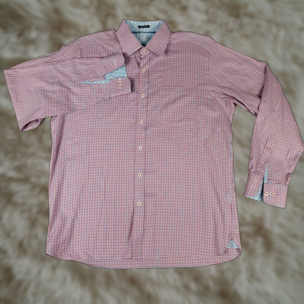 BUGATCHI Bugatchi Uomo Shirt Men M Red Plaid Classic Fit Button Up Long Sleeve Button-Up Casual Business Formal Workwear Mens Size US M / EU 48-50 / 2 - 1 Thumbnail