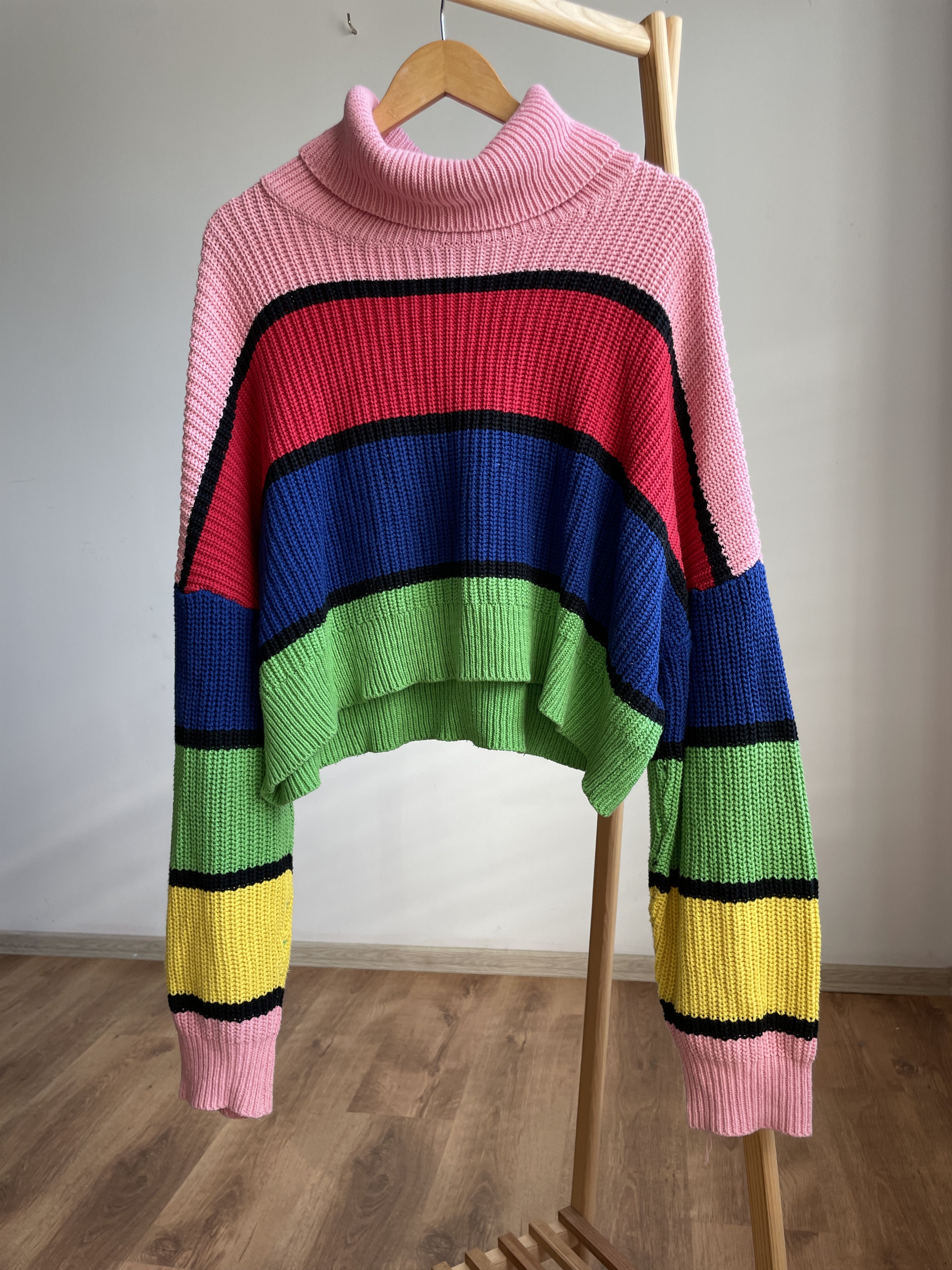 Lazy Oaf Lazy Oaf Bright Striped Turtleneck Oversized Womens Sweater Size L / US 10 / IT 46 - 1 Thumbnail