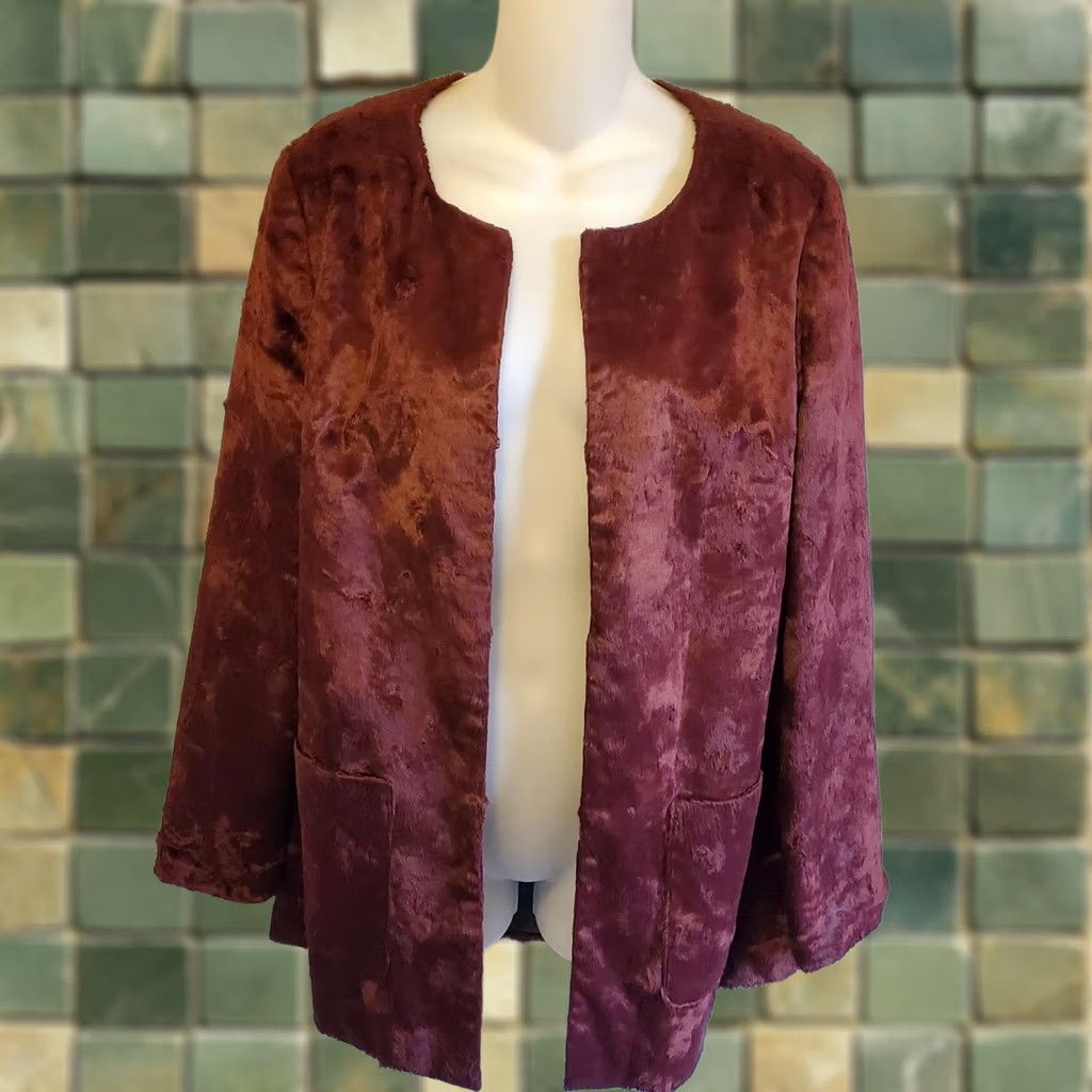 Habitat Tabitha Anthropologie Coat Womens Sm Burgundy Faux Fur City Party Talley Sz Size S / US 4 / IT 40 - 1 Thumbnail