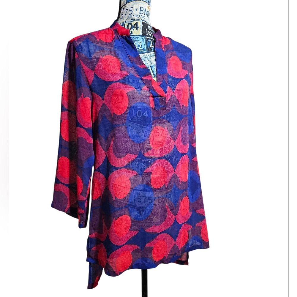 Isaac Mizrahi Isaac Mizrahi Sheer 3/4 Sleeve Silk Tunic Medium Size M / US 6-8 / IT 42-44 - 1 Thumbnail